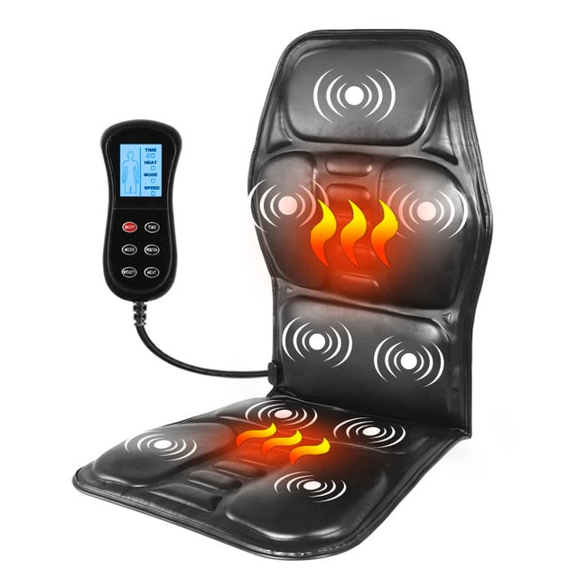 Back Neck Pain Relief Full Body Massager Heating Vibrating Car Chair Cushion