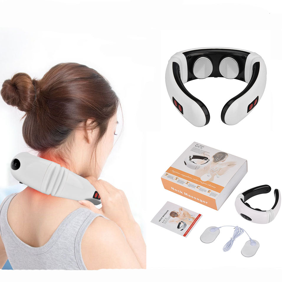 Rechargeable Electric Infrared Heating Pulse Back Neck Massager for pain relief relaxation