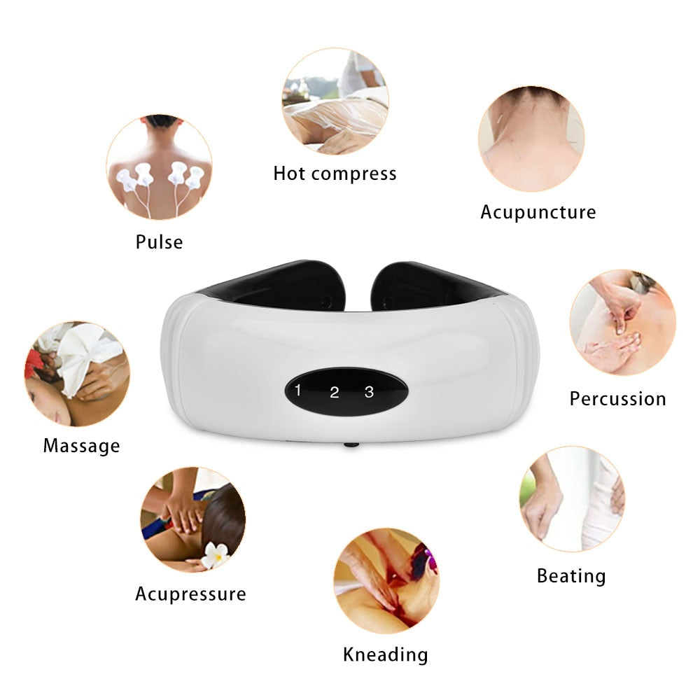 Rechargeable Electric Infrared Heating Pulse Back Neck Massager for pain relief relaxation 8