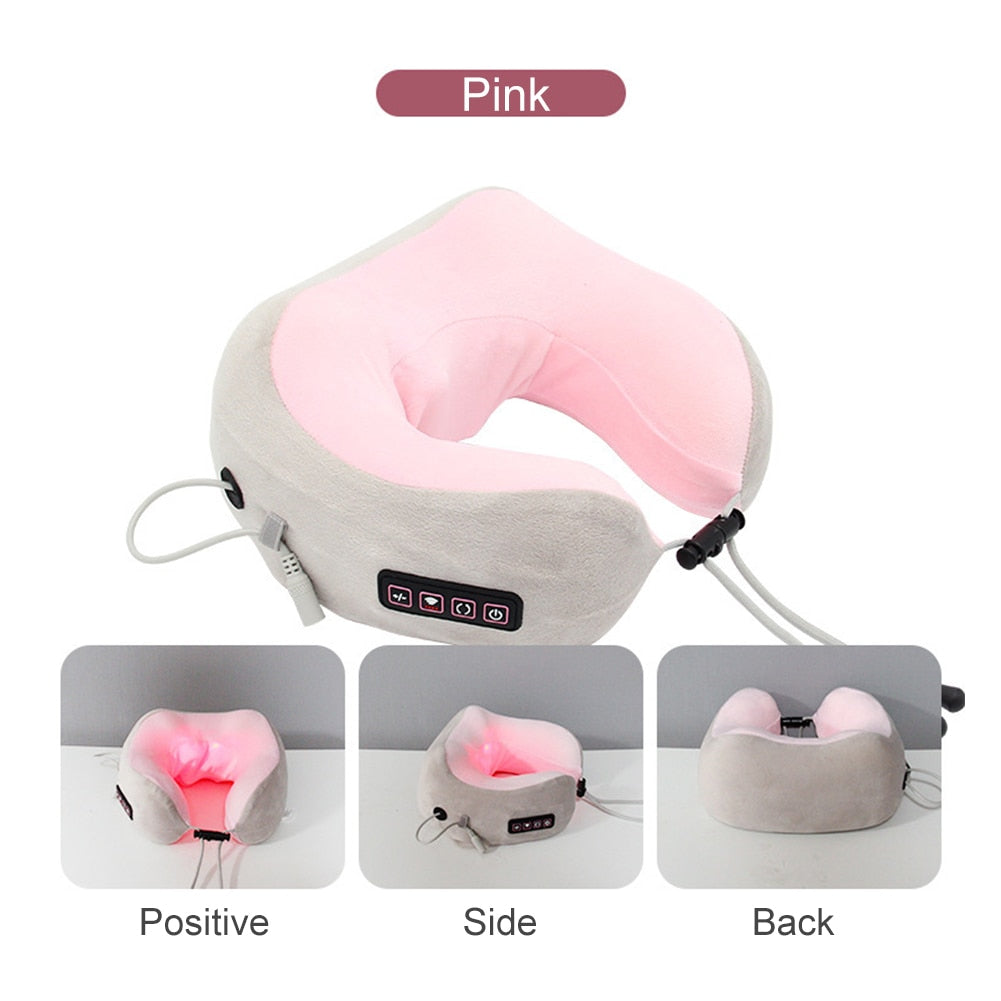 Electric U shaped Pillow Multifunctional Portable Shoulder Cervical Massager Travel Home Car Relaxing Neck Massage