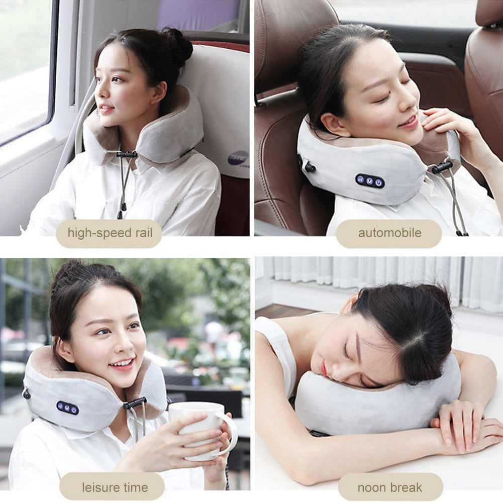 Electric U shaped Pillow Multifunctional Portable Shoulder Cervical Massager Travel Home Car Relaxing Neck Massage