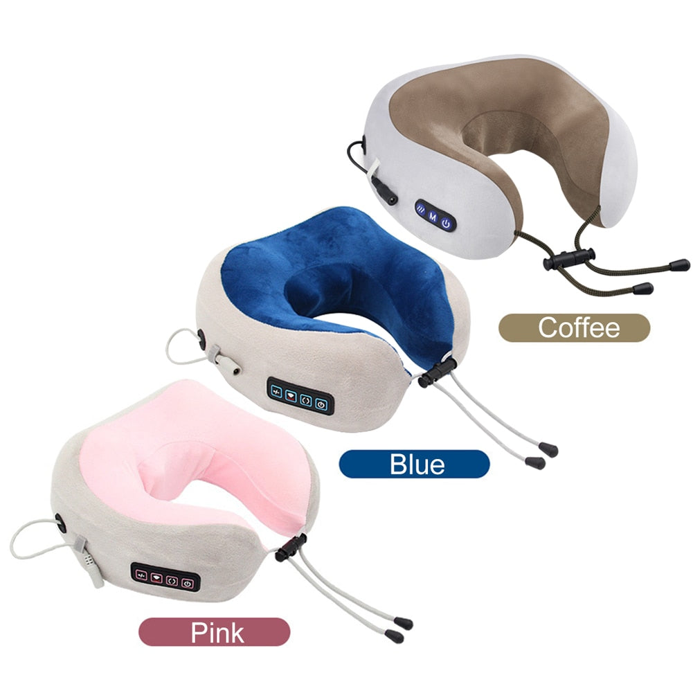 Electric U shaped Pillow Multifunctional Portable Shoulder Cervical Massager Travel Home Car Relaxing Neck Massage