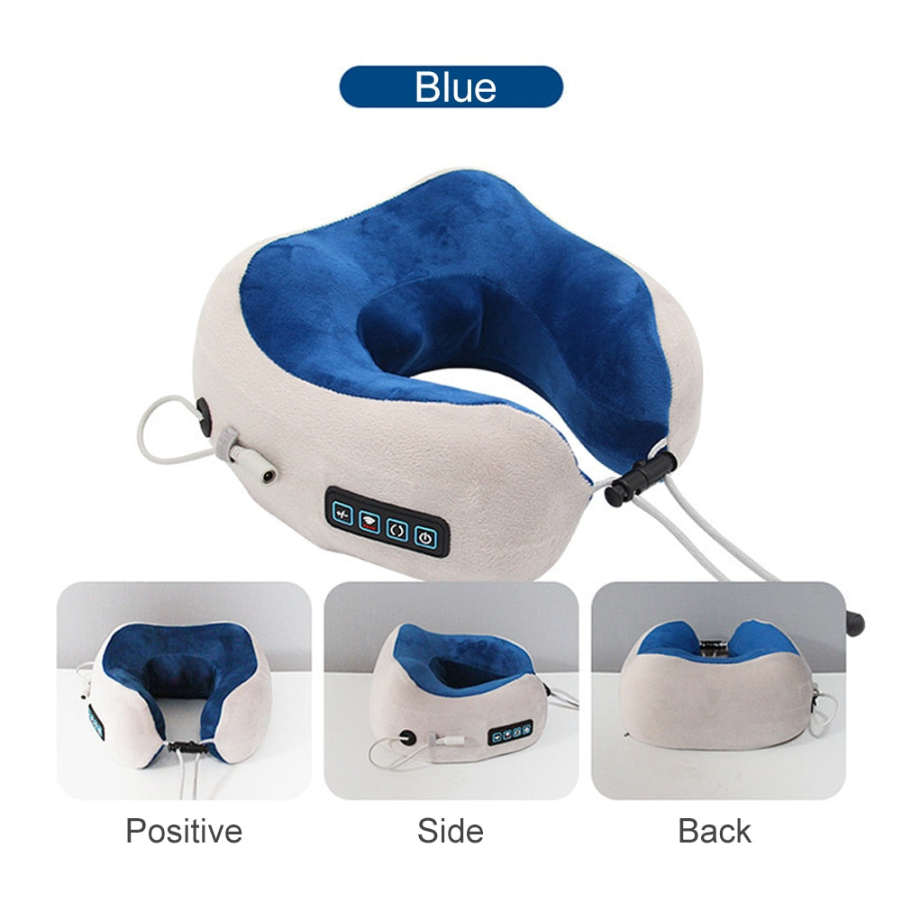 Electric U shaped Pillow Multifunctional Portable Shoulder Cervical Massager Travel Home Car Relaxing Neck Massage