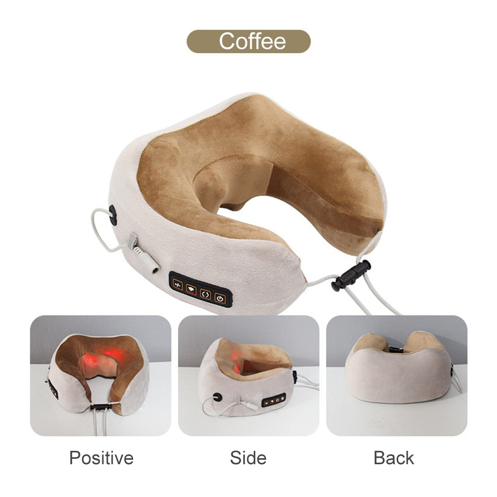 Electric U shaped Pillow Multifunctional Portable Shoulder Cervical Massager Travel Home Car Relaxing Neck Massage